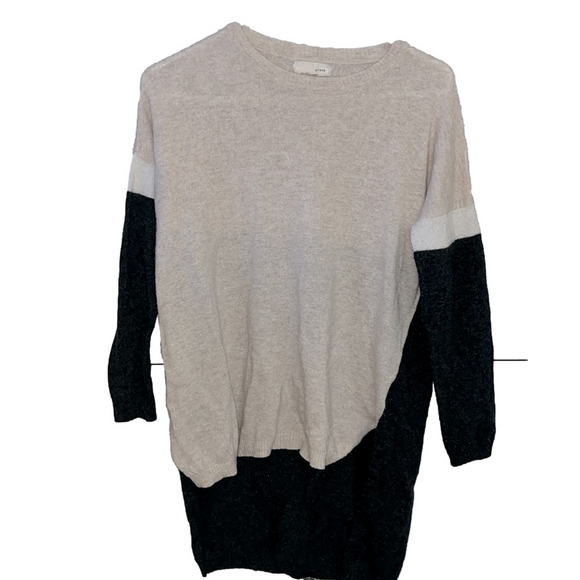 A'Reve Sweaters - a’reve black tan and white color block long sleeve sweater